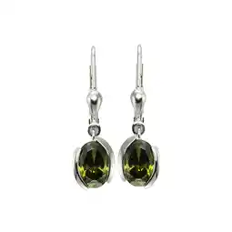 Netto Marken-Discount Zeeme Basic Ohrringe Silber 925 mit Zirkonia-Steinen olivefarben 26mm lang Angebot