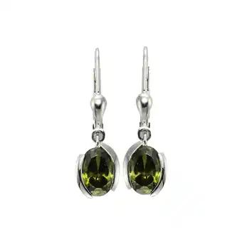 Netto Marken-Discount Zeeme Basic Ohrringe Silber 925 mit Zirkonia-Steinen olivefarben 26mm lang Angebot