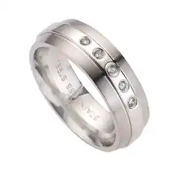 Netto Marken-Discount Zeeme Stainless Steel Ring Edelstahl glanz/matt mit weißem Zirkonia Angebot