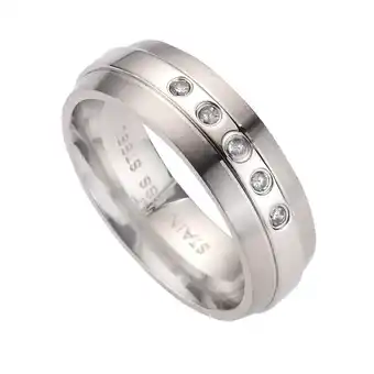 Netto Marken-Discount Zeeme Stainless Steel Ring Edelstahl glanz/matt mit weißem Zirkonia Angebot