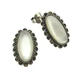 Netto Marken-Discount Zeeme Gemstones Ohrringe Silber 925 oxydiert mit weißem Perlmutt Angebot
