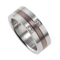 Netto Marken-Discount Zeeme Stainless Steel Ring Edelstahl mehrfarbig mit weißen Kristallen Angebot