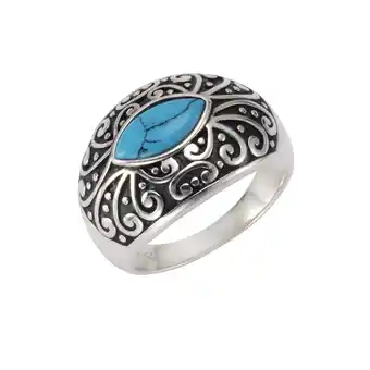 Netto Marken-Discount Zeeme Gemstones Ring Silber 925 oxidiert mit Türkis 5x10mm Angebot