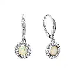 Netto Marken-Discount Zeeme Basic Ohrringe Silber 925 rhodiniert mit weißem syn. Opal 28mm lang Angebot