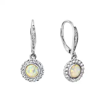 Netto Marken-Discount Zeeme Basic Ohrringe Silber 925 rhodiniert mit weißem syn. Opal 28mm lang Angebot