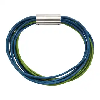 Netto Marken-Discount Zeeme Stainless Steel Armband Leder 9-reihig türkis mit Magnetverschluß aus Stahl 19cm lang Angebot
