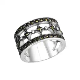 Netto Marken-Discount Zeeme Gemstones Ring Silber 925 oxidiert mit 40x Markasit Angebot