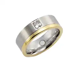Netto Marken-Discount Zeeme Stainless Steel Ring Edelstahl zweifarbig glanz/mattiert mit weißem Zirkonia Angebot