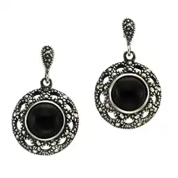 Netto Marken-Discount Zeeme Gemstones Ohrringe Silber 925 oxydiert mit schwarzem Achat 8mm Angebot