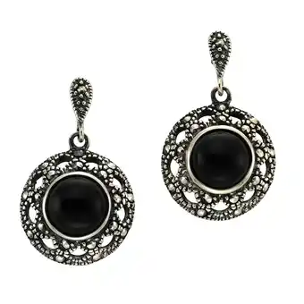 Netto Marken-Discount Zeeme Gemstones Ohrringe Silber 925 oxydiert mit schwarzem Achat 8mm Angebot