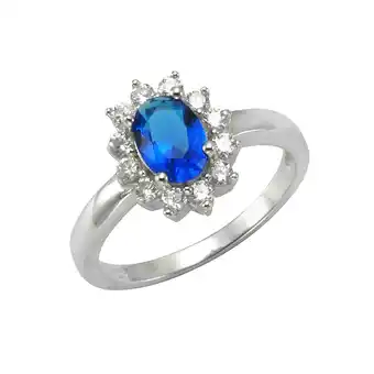 Netto Marken-Discount Zeeme Silber Ring Silber 925 rhodiniert mit Zirkonia blau und weiß Angebot
