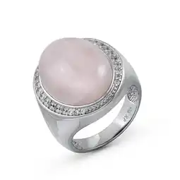 Netto Marken-Discount Zeeme Gemstones Ring Silber 925 rhodiniert mit echtem Rosaquarz und Zirkonia Angebot
