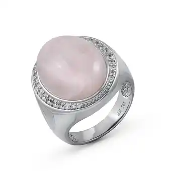 Netto Marken-Discount Zeeme Gemstones Ring Silber 925 rhodiniert mit echtem Rosaquarz und Zirkonia Angebot