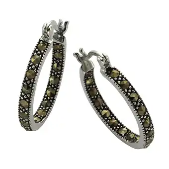 Netto Marken-Discount Zeeme Gemstones Ohrringe Silber 925 oxidiert mit 34x Markasit Angebot