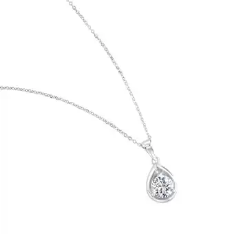 Netto Marken-Discount Zeeme Basic Halskette Silber 925 rhodiniert 45cm lang Tropfen-Anhänger mit weißem Zirkonia Angebot