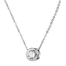 Netto Marken-Discount Zeeme Stainless Steel Halskette Edelstahl 40+5cm mit weißem Zirkonia-Stein 8mm Angebot