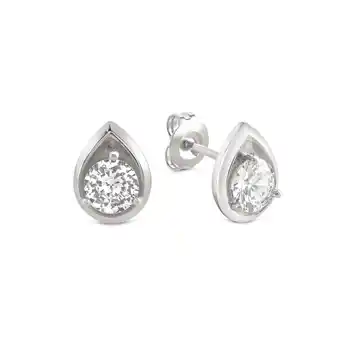 Netto Marken-Discount Zeeme Basic Ohrringe Silber 925 rhodiniert Tropfen-Form mit Zirkonia weiß Angebot