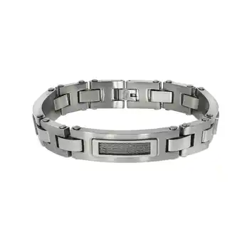Netto Marken-Discount Zeeme Stainless Steel Armband Edelstahl poliert matt mit Stahlseil 21,5cm lang Angebot