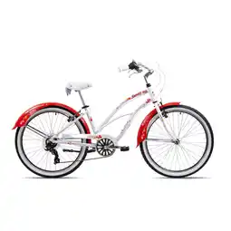 Netto Marken-Discount Chrisson Sandy Beachcruiser 26 Zoll Damen Herren 155 - 170 cm Fahrrad 6 Gang weiß/rot 41 cm Angebot