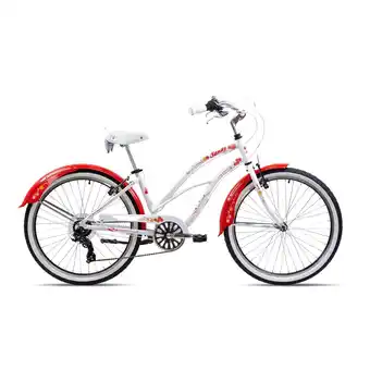 Netto Marken-Discount Chrisson Sandy Beachcruiser 26 Zoll Damen Herren 155 - 170 cm Fahrrad 6 Gang weiß/rot 41 cm Angebot