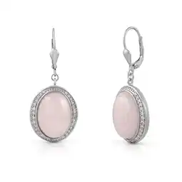 Netto Marken-Discount Zeeme Gemstones Ohrringe Silber 925 rhodiniert mit Rosenquarz und Zirkonia-Steinen Angebot
