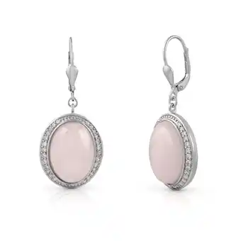 Netto Marken-Discount Zeeme Gemstones Ohrringe Silber 925 rhodiniert mit Rosenquarz und Zirkonia-Steinen Angebot