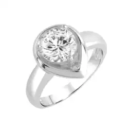 Netto Marken-Discount Zeeme Basic Ring Silber 925 rhodiniert Tropfen-Form mit weißem Zirkonia-Stein Angebot