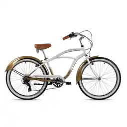 Netto Marken-Discount Chrisson Sando Beachcruiser 26 Zoll Damen Herren 155 - 170 cm Fahrrad 3 Gang weiß/gold 41 cm Angebot
