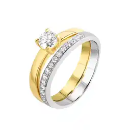 Netto Marken-Discount Zeeme Silber Ring Silber 925 zweifarbig Ring Set mit Zirkonia weiß Angebot