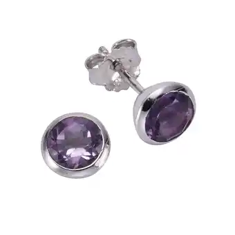 Netto Marken-Discount Zeeme Gemstones Ohrringe Silber 925 rhodiniert mit echtem Amethyst 7,5mm Angebot