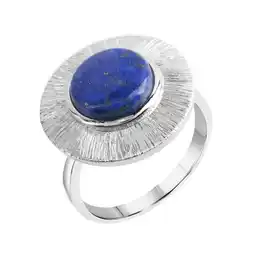 Netto Marken-Discount Zeeme Gemstones Ring Silber 925 rhodiniert glanz/matt mit echtem Lapis 10mm Angebot
