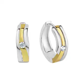 Netto Marken-Discount Zeeme Basic Ohrringe Silber 925 zweifarbig 16mm Durchmesser mit weißen Zirkonia-Steinen Angebot