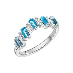 Netto Marken-Discount Zeeme Gemstones Ring Silber 925 rhodiniert mit 12x Weißtopas + 5x Blautopas (beh.) Angebot