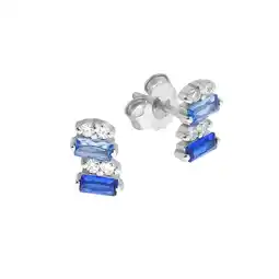 Netto Marken-Discount Zeeme Silber Ohrringe Silber 925 rhodiniert mit Zirkonia blau und weiß Angebot
