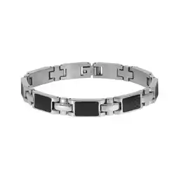 Netto Marken-Discount Zeeme Stainless Steel Armband Edelstahl poliert mit Carbon-Einlagen 20,5cm lang Angebot