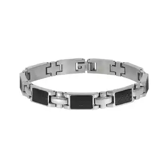 Netto Marken-Discount Zeeme Stainless Steel Armband Edelstahl poliert mit Carbon-Einlagen 20,5cm lang Angebot