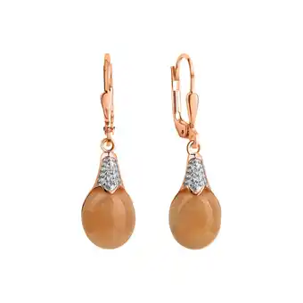 Netto Marken-Discount Zeeme Gemstones Ohrringe Silber 925 rhodiniert mit echtem Mondstein und Zirkoia-Steinen Angebot