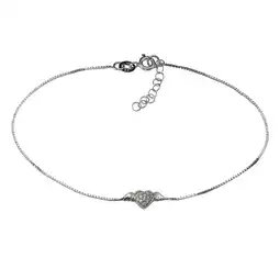 Netto Marken-Discount Zeeme Basic Fußkette Silber 925 rhodiniert mit Herz-Motiv und weißen Zirkonia 23+2,5cm Angebot