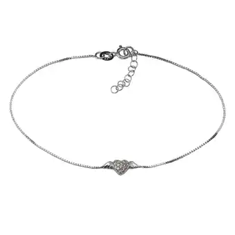 Netto Marken-Discount Zeeme Basic Fußkette Silber 925 rhodiniert mit Herz-Motiv und weißen Zirkonia 23+2,5cm Angebot