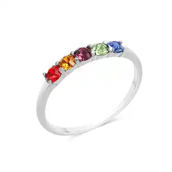 Netto Marken-Discount Zeeme Silber Ring Silber 925 rhodiniert mit bunten Kristallen Angebot