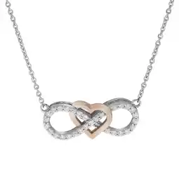 Netto Marken-Discount Zeeme Silber Collier 925 Silber rhodiniert vergoldet rose Herz Zirkonia Unendlichkeit Angebot