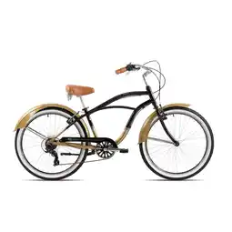 Netto Marken-Discount Chrisson Sando Beachcruiser 26 Zoll Damen Herren 155 - 170 cm Fahrrad 6 Gang schwarz/gold 41 cm Angebot