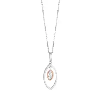 Netto Marken-Discount Zeeme Basic Anhänger mit Kette 925/- Sterling Silber rhodiniert zweifarbig Zirkonia Angebot