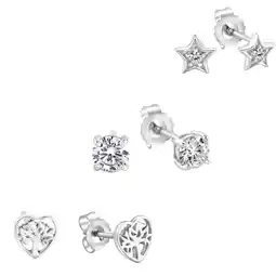 Netto Marken-Discount Zeeme Basic Ohrstecker Set 6 teilig Silber 925 rhodiniert Herz Stern Zirkonia weiß Angebot