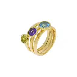 Netto Marken-Discount Zeeme Gemstones Ring-Set Silber 925 vergoldet mit Blautopas (beh.) Peridot Amethyst Angebot