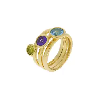 Netto Marken-Discount Zeeme Gemstones Ring-Set Silber 925 vergoldet mit Blautopas (beh.) Peridot Amethyst Angebot