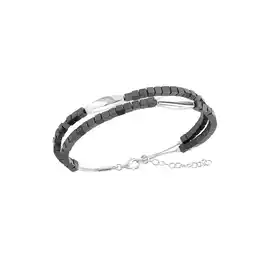 Netto Marken-Discount Zeeme Stainless Steel Armband Edelstahl 2-reihig mit Hämatit-Steinen 17,5+3cm lang Angebot