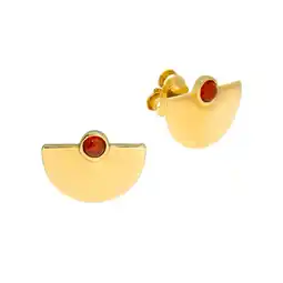 Netto Marken-Discount Zeeme Gemstones Ohrstecker 925/- Sterling Silber vergoldet Achat rot Angebot