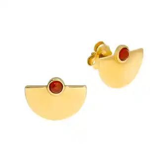 Netto Marken-Discount Zeeme Gemstones Ohrstecker 925/- Sterling Silber vergoldet Achat rot Angebot