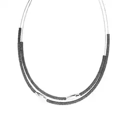 Netto Marken-Discount Zeeme Stainless Steel Halskette Edelstahl 2-reihig mit Hämatit-Steinen 42+5cm lang Angebot